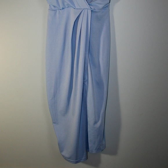 Baby Blue Mid-Length Wrap Dress - Picture 2 of 4